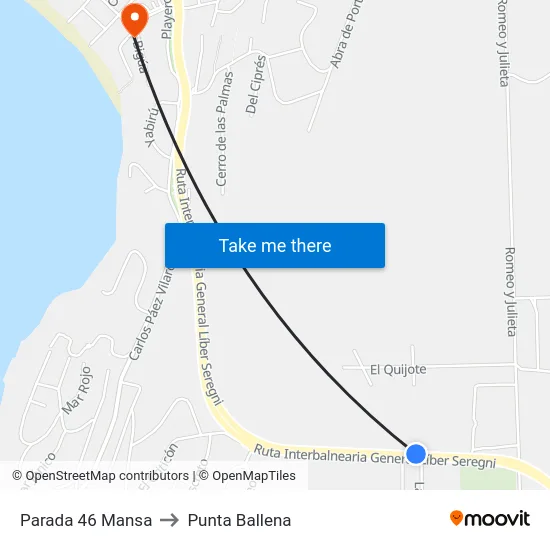 Parada 46 Mansa to Punta Ballena map