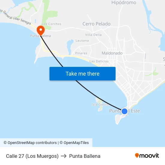 Calle 27 (Los Muergos) to Punta Ballena map