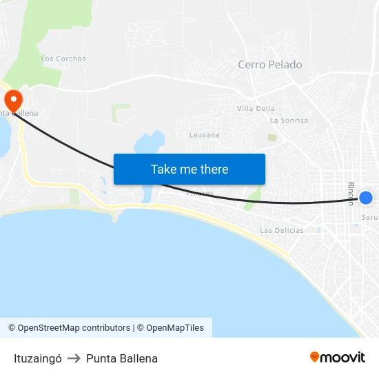 Ituzaingó to Punta Ballena map