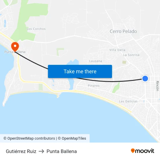 Gutiérrez Ruiz to Punta Ballena map