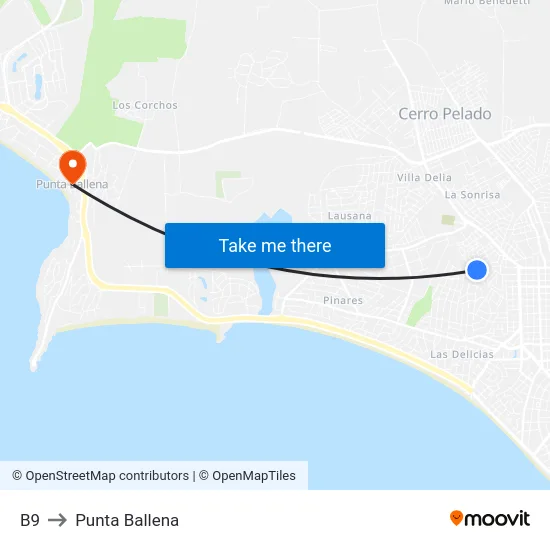 B9 to Punta Ballena map