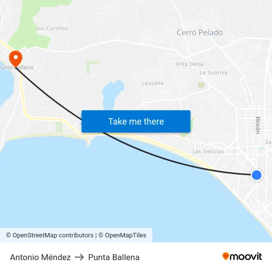 Antonio Méndez to Punta Ballena map