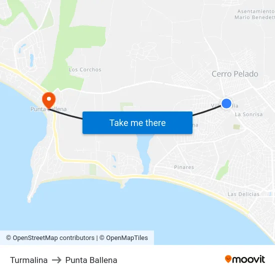 Turmalina to Punta Ballena map
