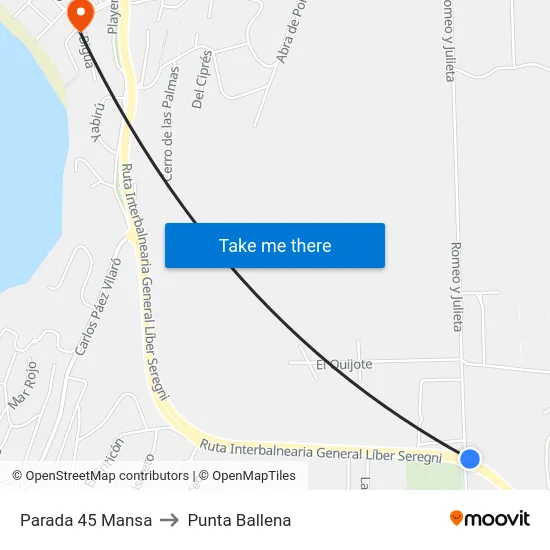 Parada 45 Mansa to Punta Ballena map