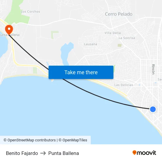 Benito Fajardo to Punta Ballena map