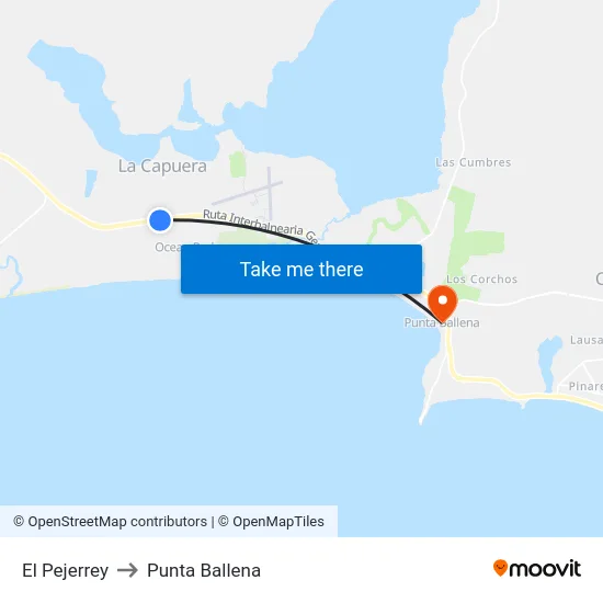 El Pejerrey to Punta Ballena map