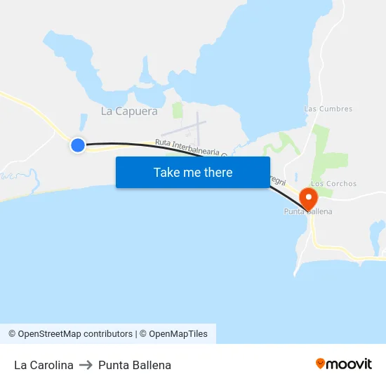 La Carolina to Punta Ballena map