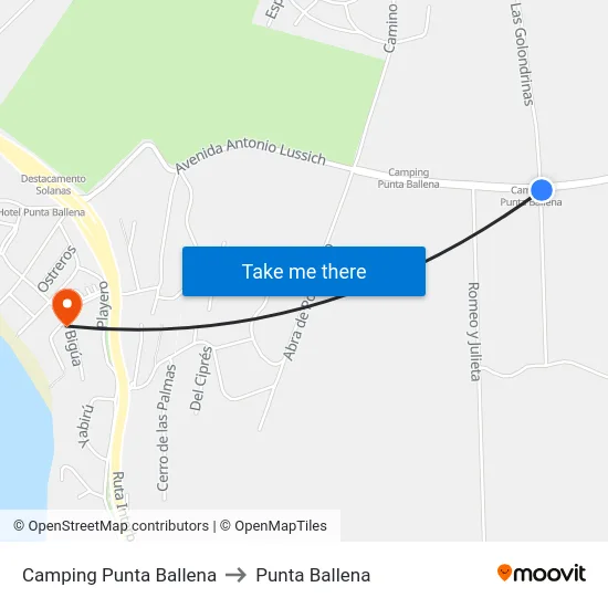 Camping Punta Ballena to Punta Ballena map