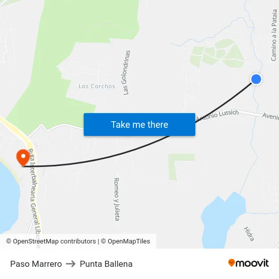 Paso Marrero to Punta Ballena map