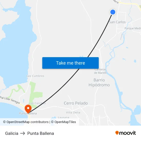 Galicia to Punta Ballena map