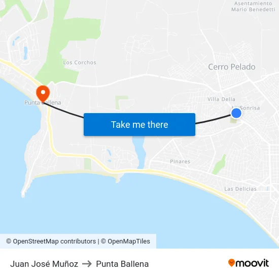Juan José Muñoz to Punta Ballena map