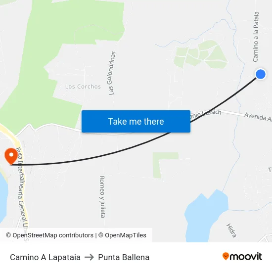 Camino A Lapataia to Punta Ballena map