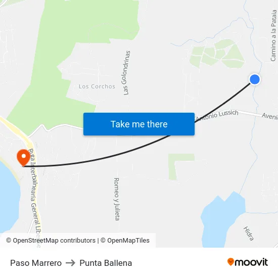 Paso Marrero to Punta Ballena map