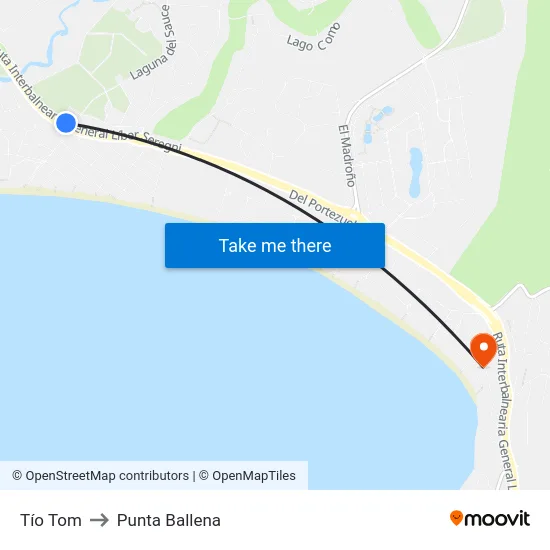 Tío Tom to Punta Ballena map