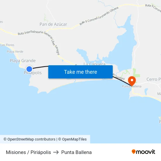 Misiones / Piriápolis to Punta Ballena map