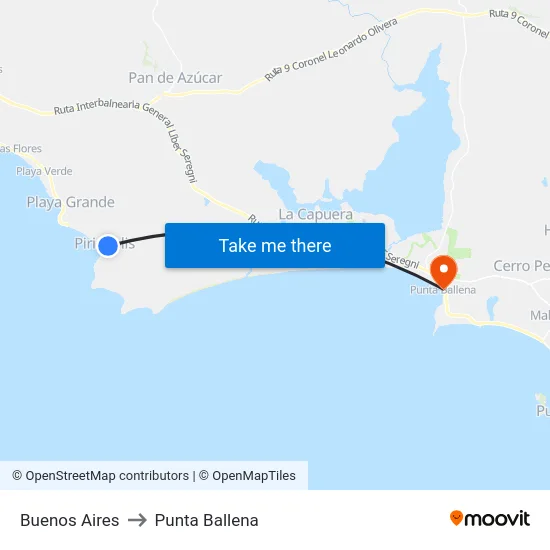 Buenos Aires to Punta Ballena map