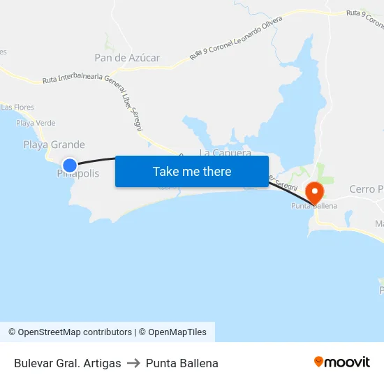 Bulevar Gral. Artigas to Punta Ballena map