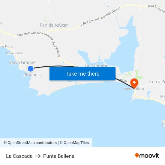 La Cascada to Punta Ballena map
