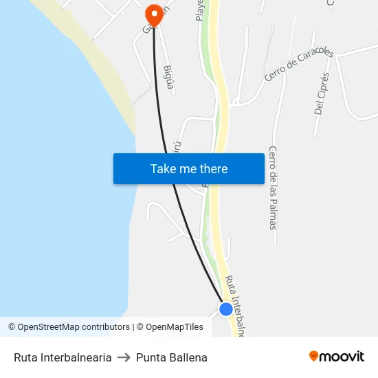 Ruta Interbalnearia to Punta Ballena map