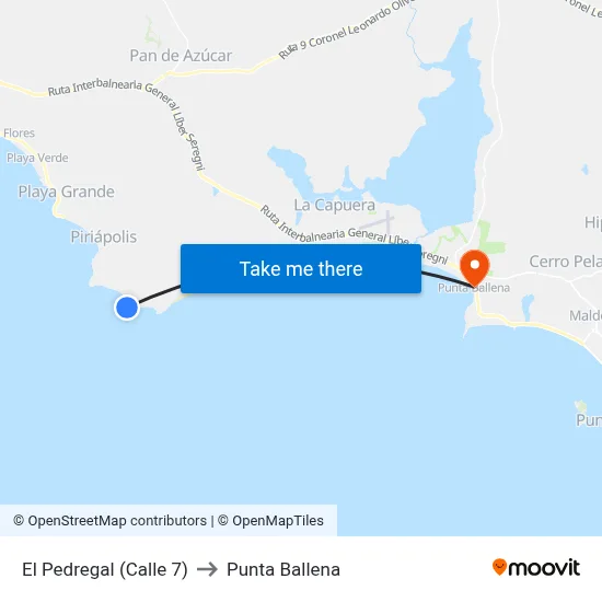 El Pedregal (Calle 7) to Punta Ballena map