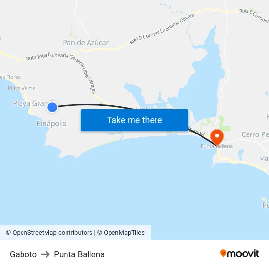 Gaboto to Punta Ballena map