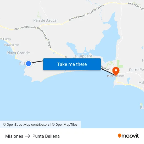 Misiones to Punta Ballena map