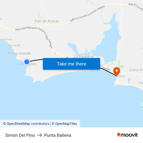 Simón Del Pino to Punta Ballena map
