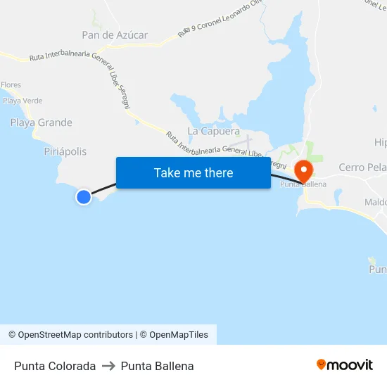 Punta Colorada to Punta Ballena map