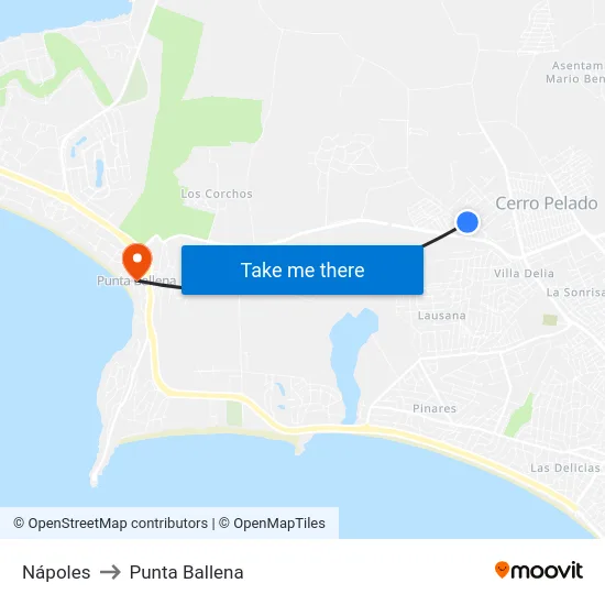 Nápoles to Punta Ballena map