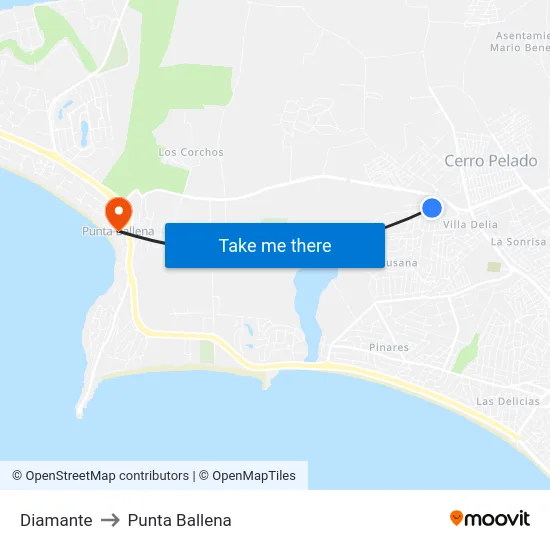 Diamante to Punta Ballena map