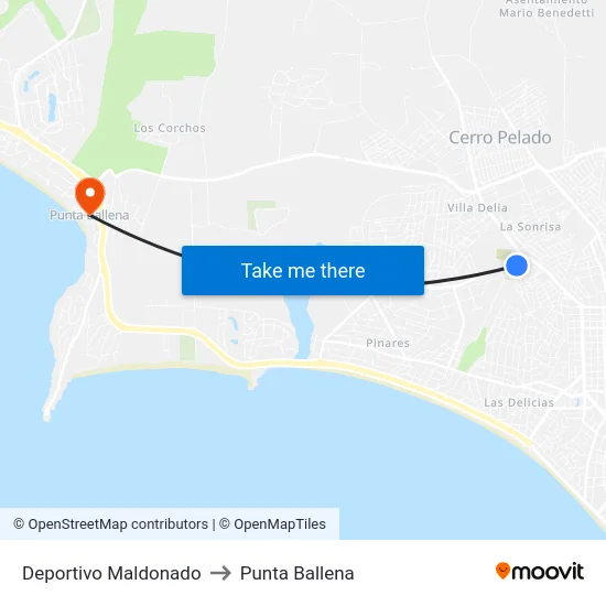 Deportivo Maldonado to Punta Ballena map