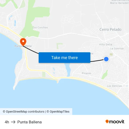 4h to Punta Ballena map