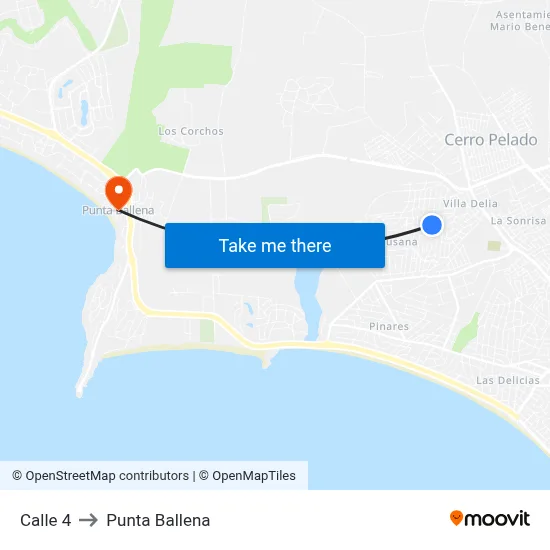 Calle 4 to Punta Ballena map