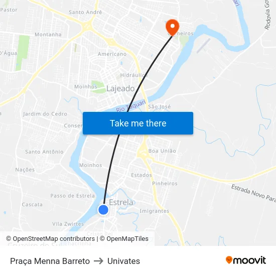 Praça Menna Barreto to Univates map