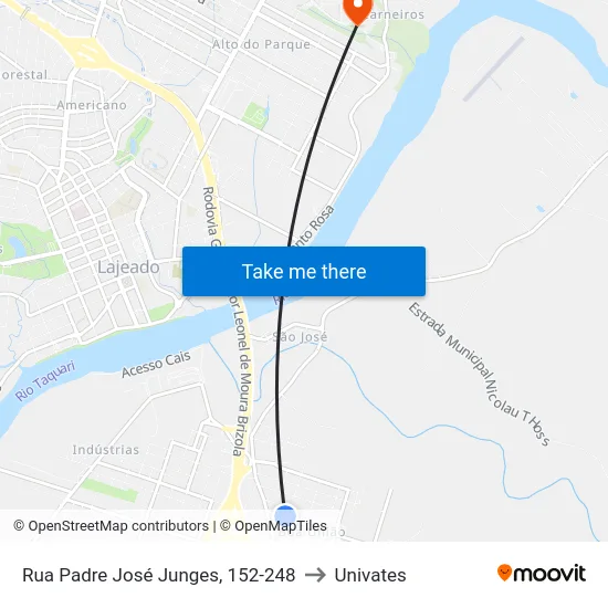 Rua Padre José Junges, 152-248 to Univates map