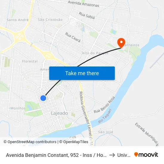 Avenida Benjamin Constant, 952 - Inss / Hospital Bruno Born to Univates map
