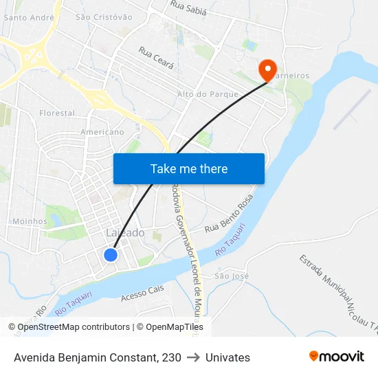 Avenida Benjamin Constant, 230 to Univates map