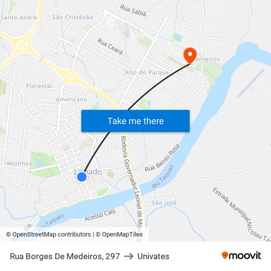 Rua Borges De Medeiros, 297 to Univates map