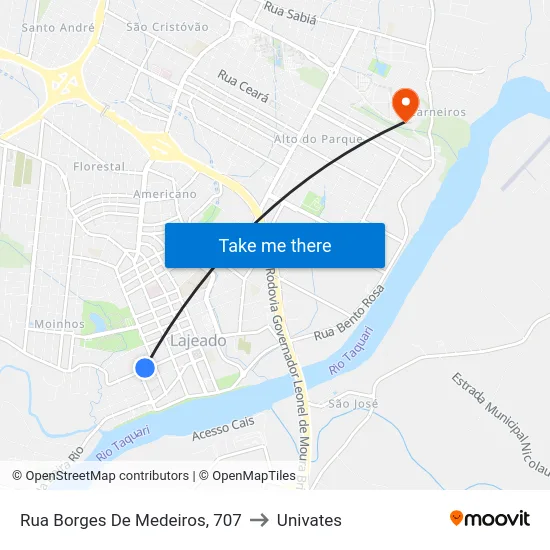 Rua Borges De Medeiros, 707 to Univates map