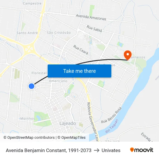 Avenida Benjamin Constant, 1991-2073 to Univates map