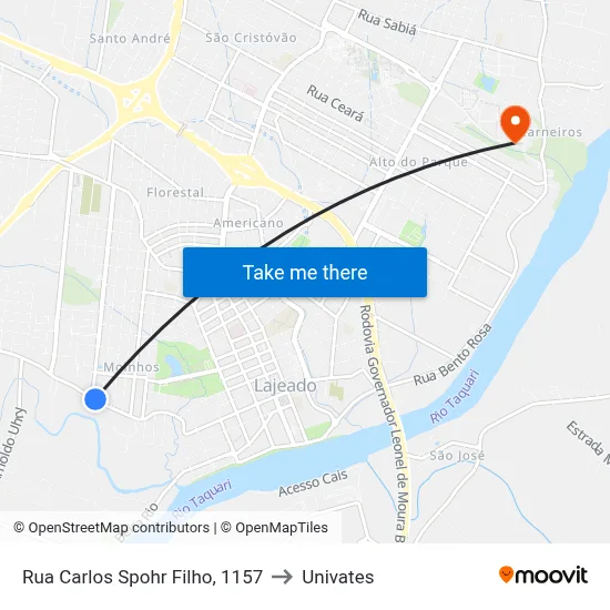 Rua Carlos Spohr Filho, 1157 to Univates map