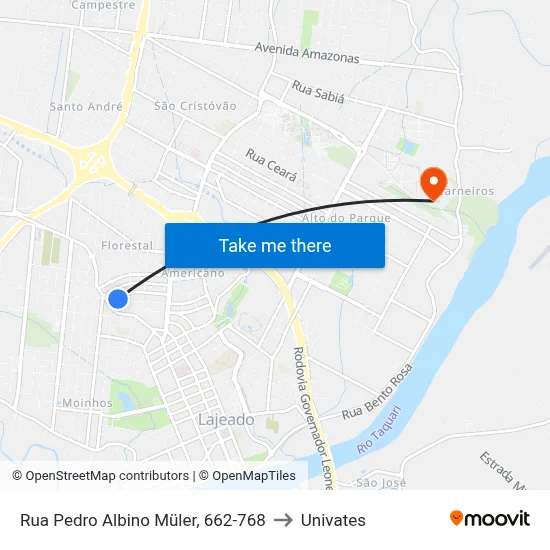 Rua Pedro Albino Müler, 662-768 to Univates map