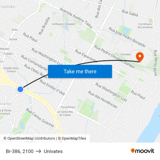 Br-386, 2100 to Univates map