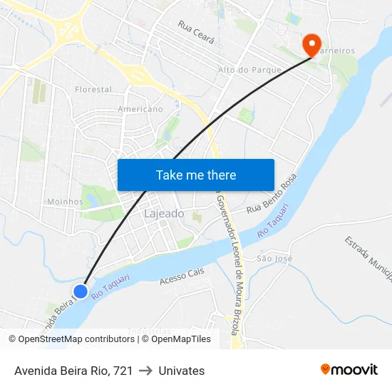 Avenida Beira Rio, 721 to Univates map