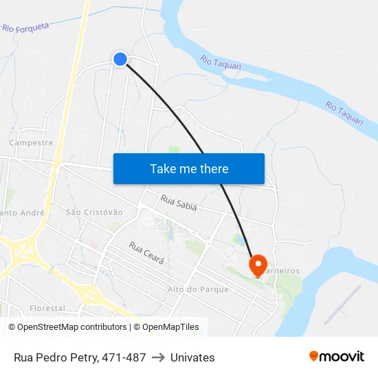 Rua Pedro Petry, 471-487 to Univates map