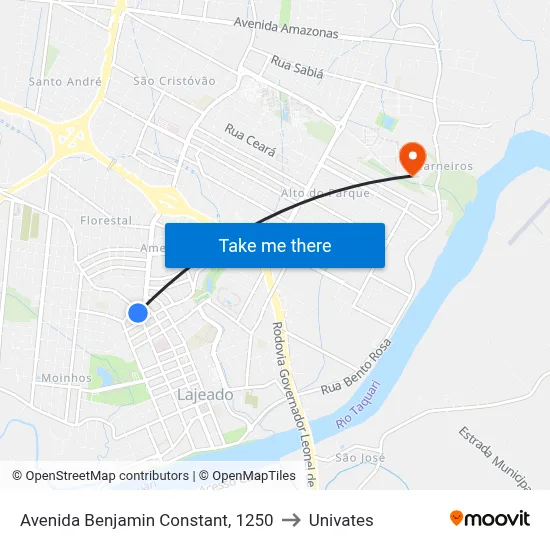 Avenida Benjamin Constant, 1250 to Univates map
