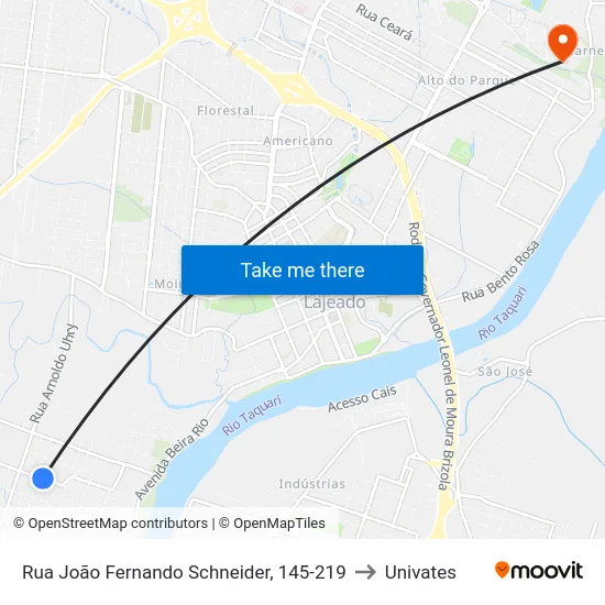 Rua João Fernando Schneider, 145-219 to Univates map