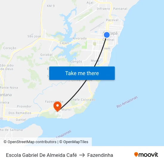 Escola Gabriel De Almeida Café to Fazendinha map