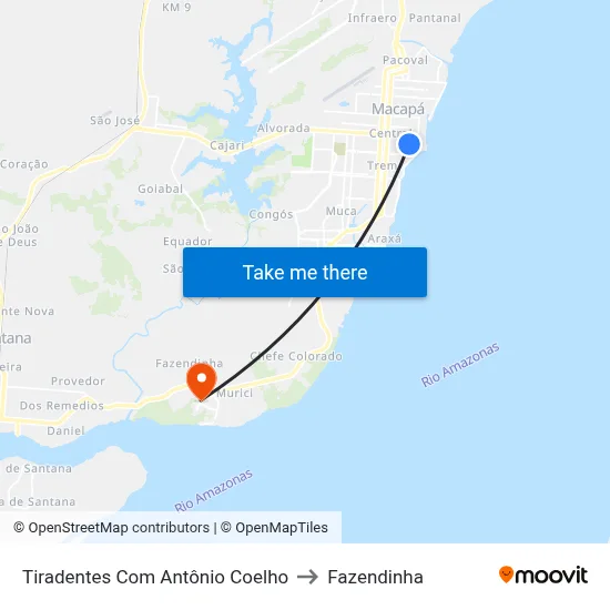Tiradentes Com Antônio Coelho to Fazendinha map