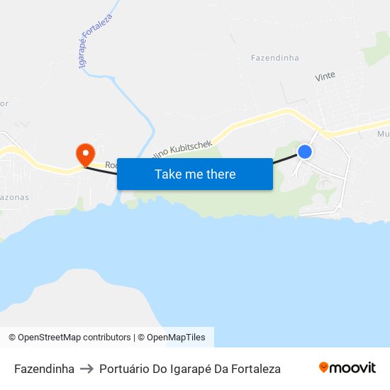Fazendinha to Portuário Do Igarapé Da Fortaleza map